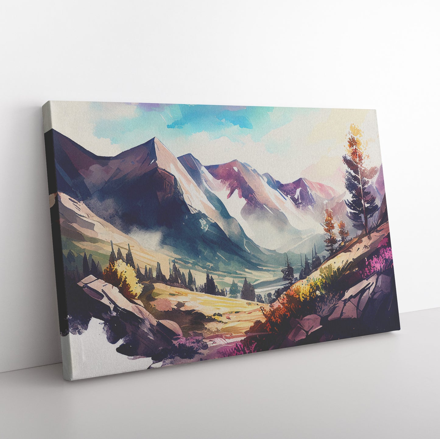 Violet Nature Mountain Canvas Wall Art