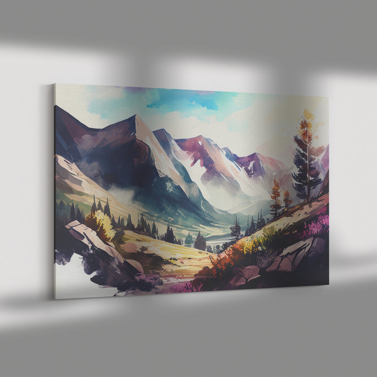 Violet Nature Mountain Canvas Wall Art