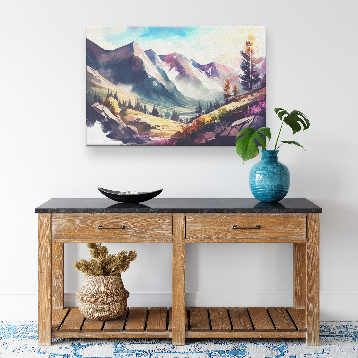Violet Nature Mountain Canvas Wall Art
