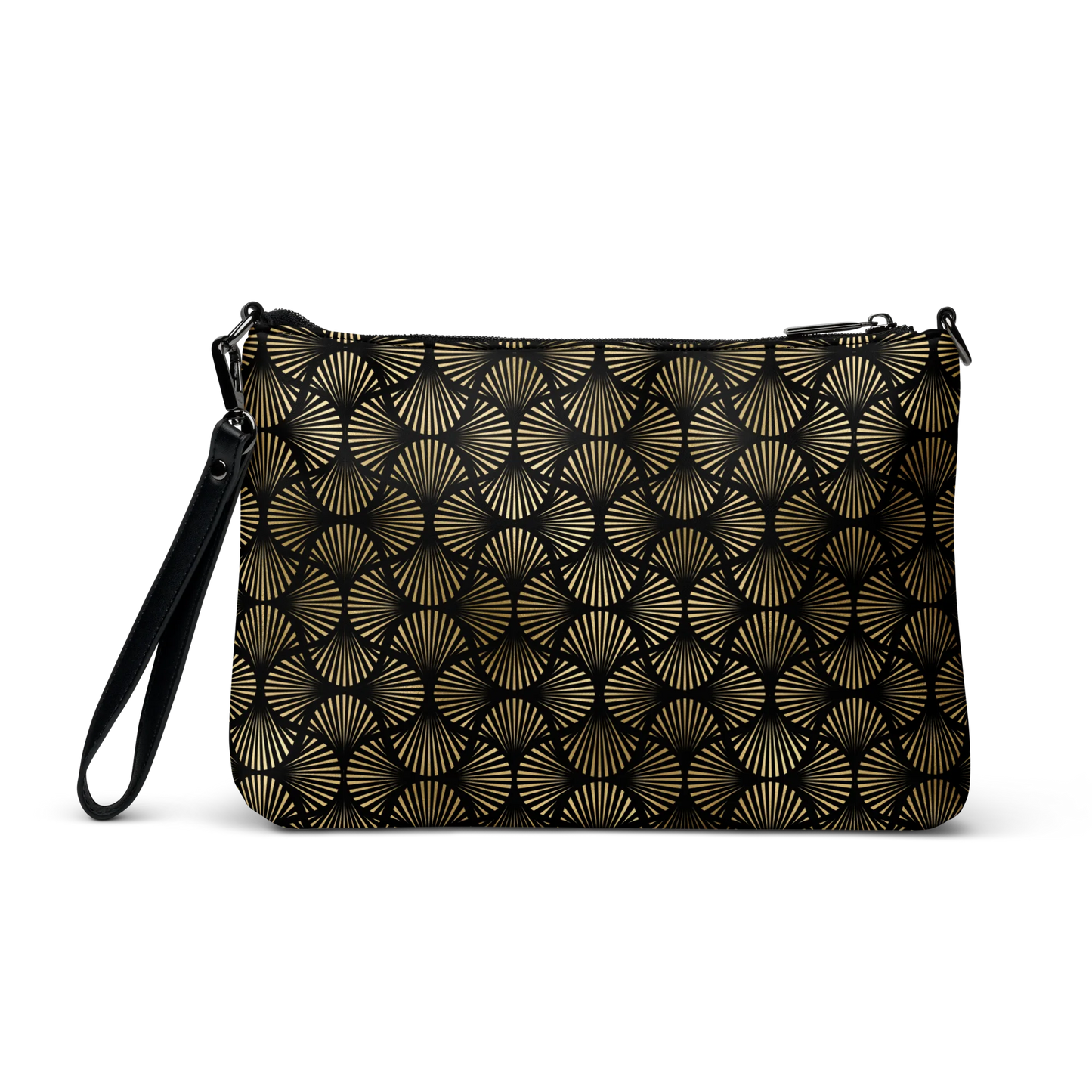 Black And Gold Art Deco Flower Reflections Crossbody Bag