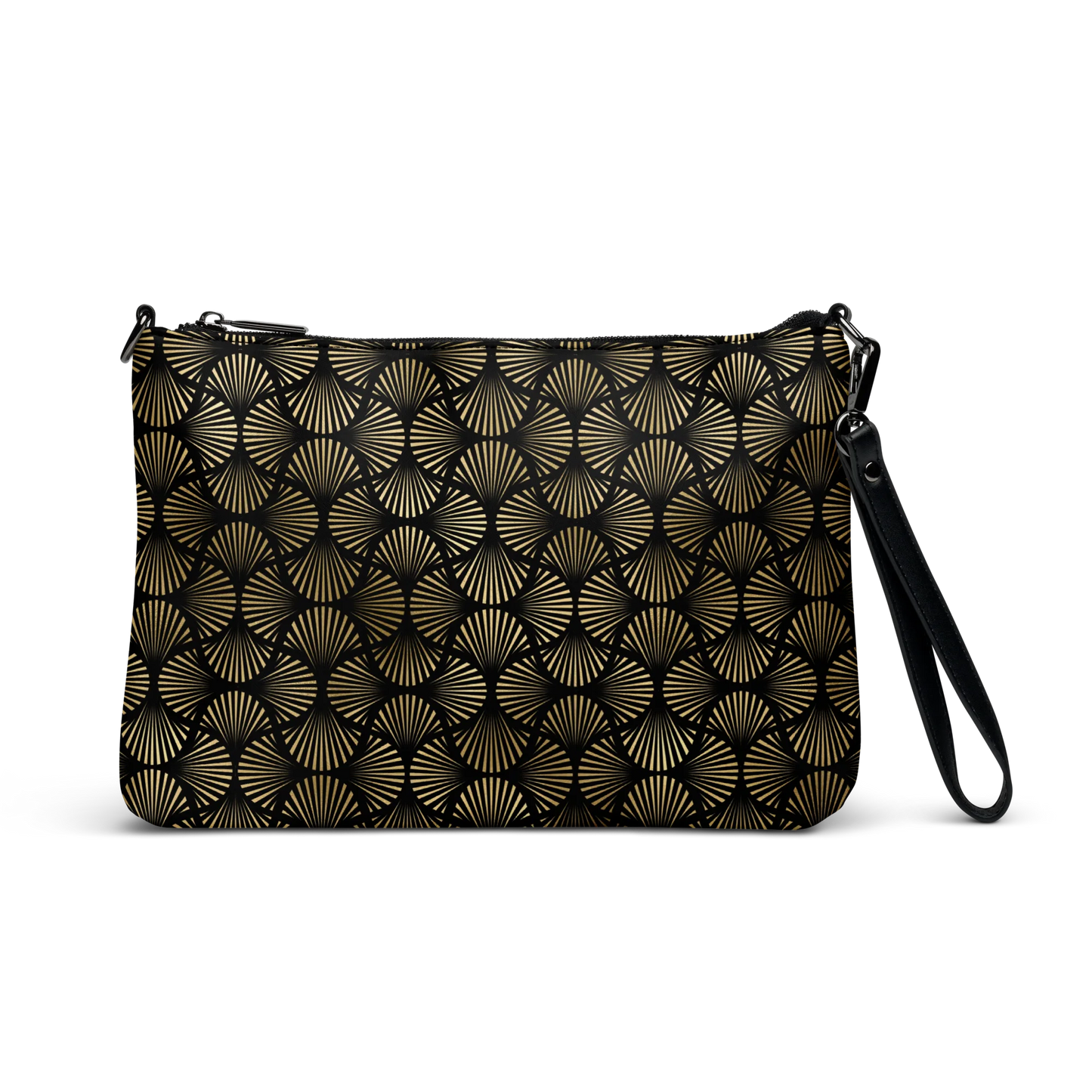 Black And Gold Art Deco Flower Reflections Crossbody Bag