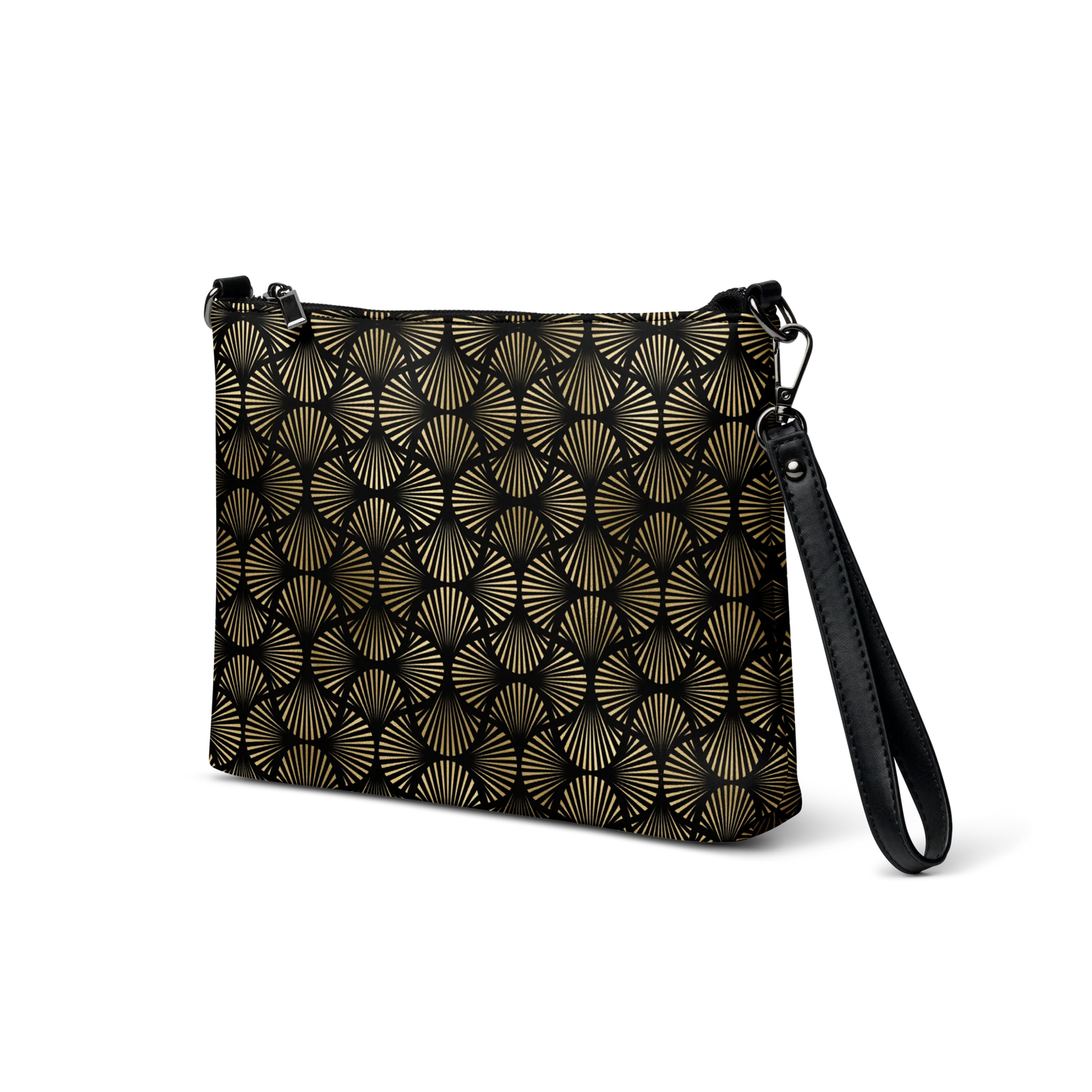 Black And Gold Art Deco Flower Reflections Crossbody Bag