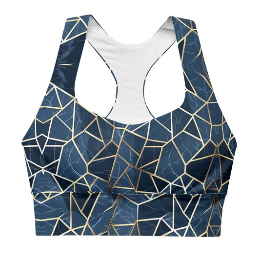 Blue Geometric Nordic Sky Longline Sports Bra