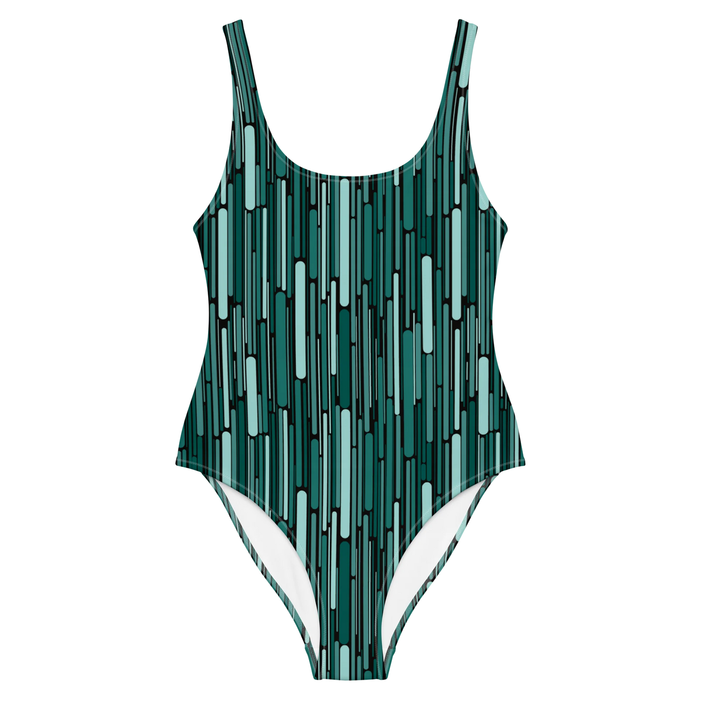 Green Rain Ornament One-Piece Swimsuit