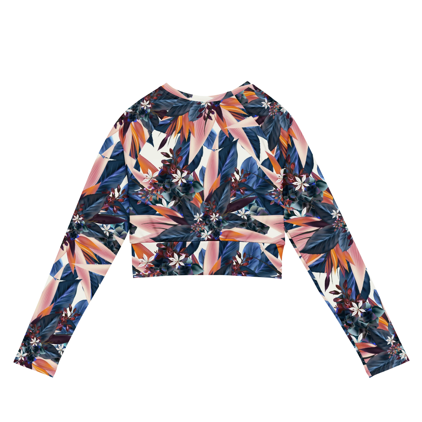 Tropical Beauty Recycled Long-sleeve Crop Top