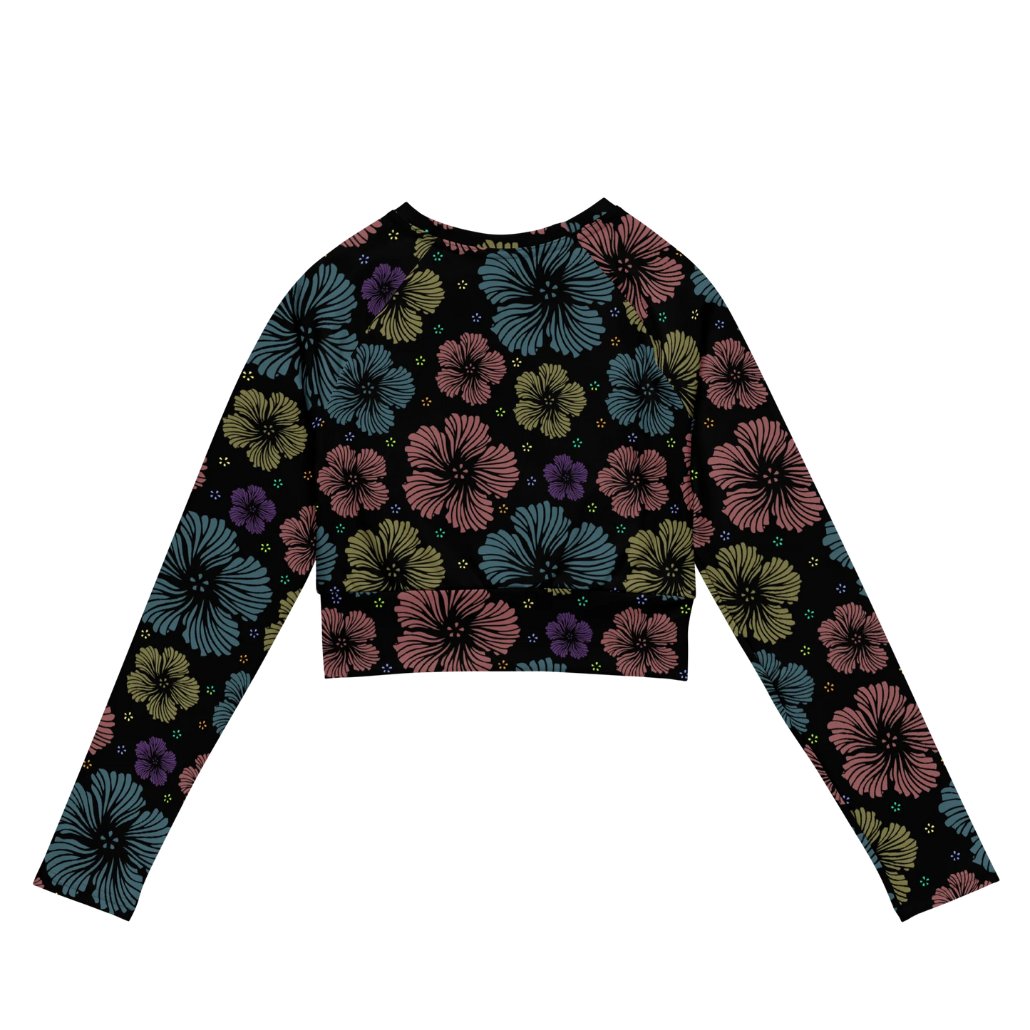 Clean Floral Vibes Recycled Long-sleeve Crop Top