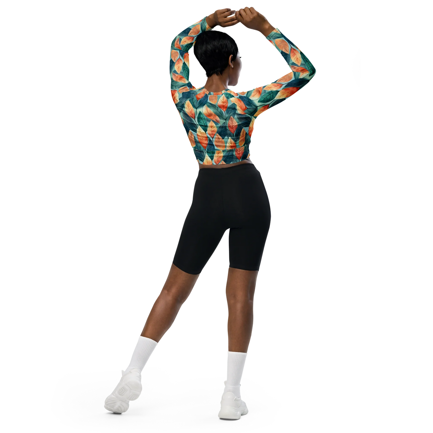 Leafy Minimalism Recycled Long-sleeve Crop Top