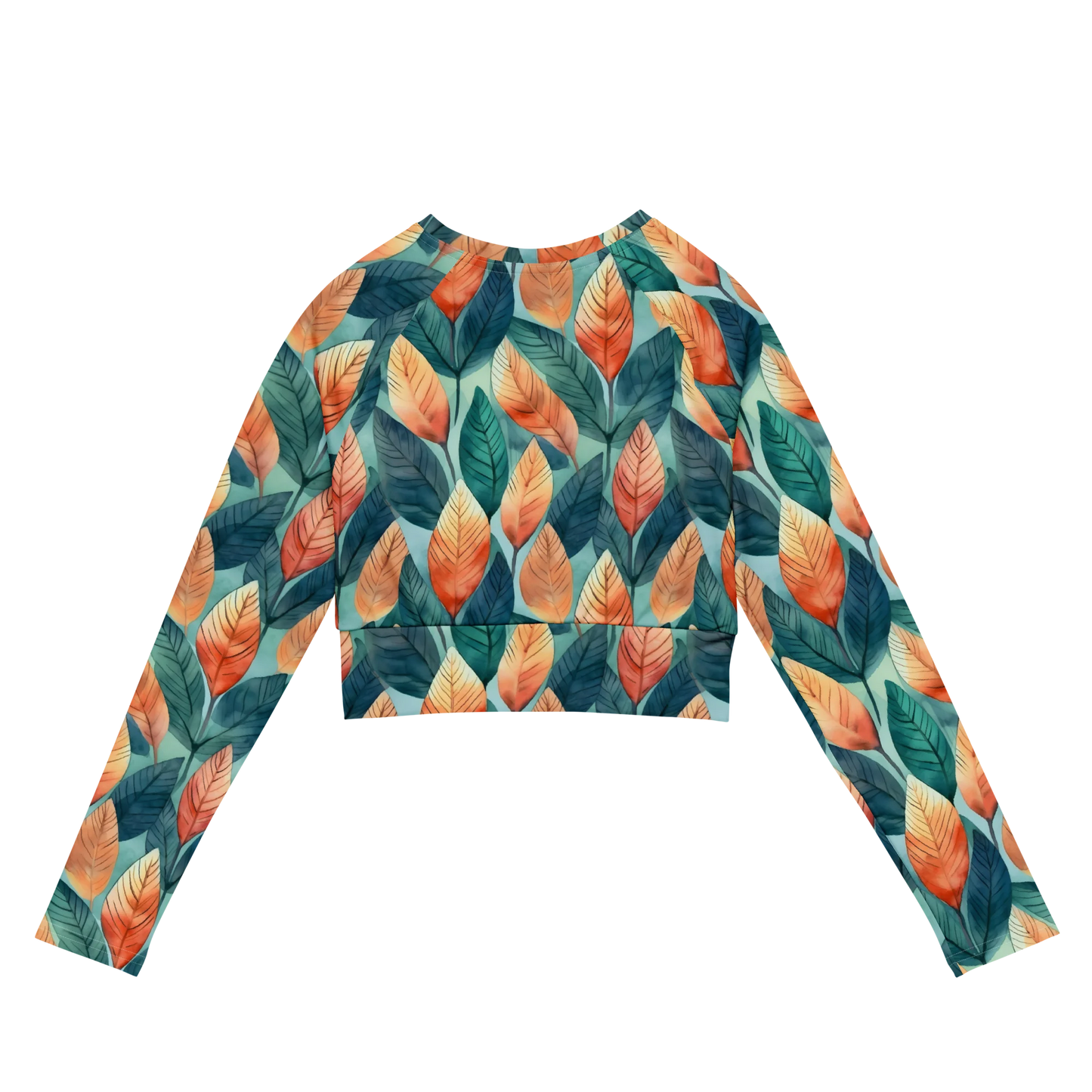 Leafy Minimalism Recycled Long-sleeve Crop Top