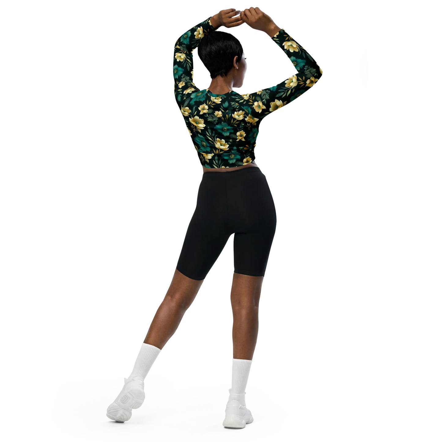 Minimalist Blooms Recycled Long-sleeve Crop Top