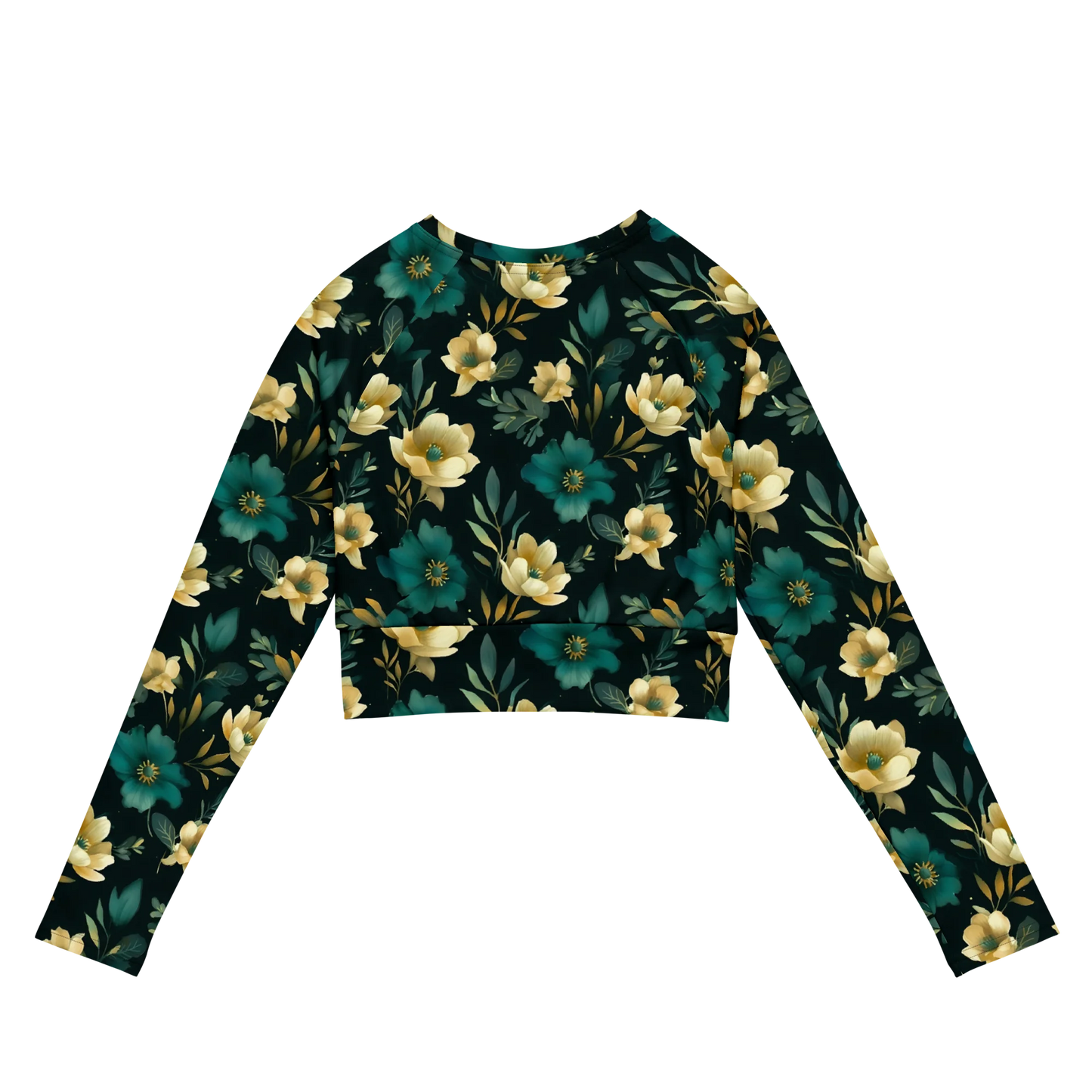 Minimalist Blooms Recycled Long-sleeve Crop Top