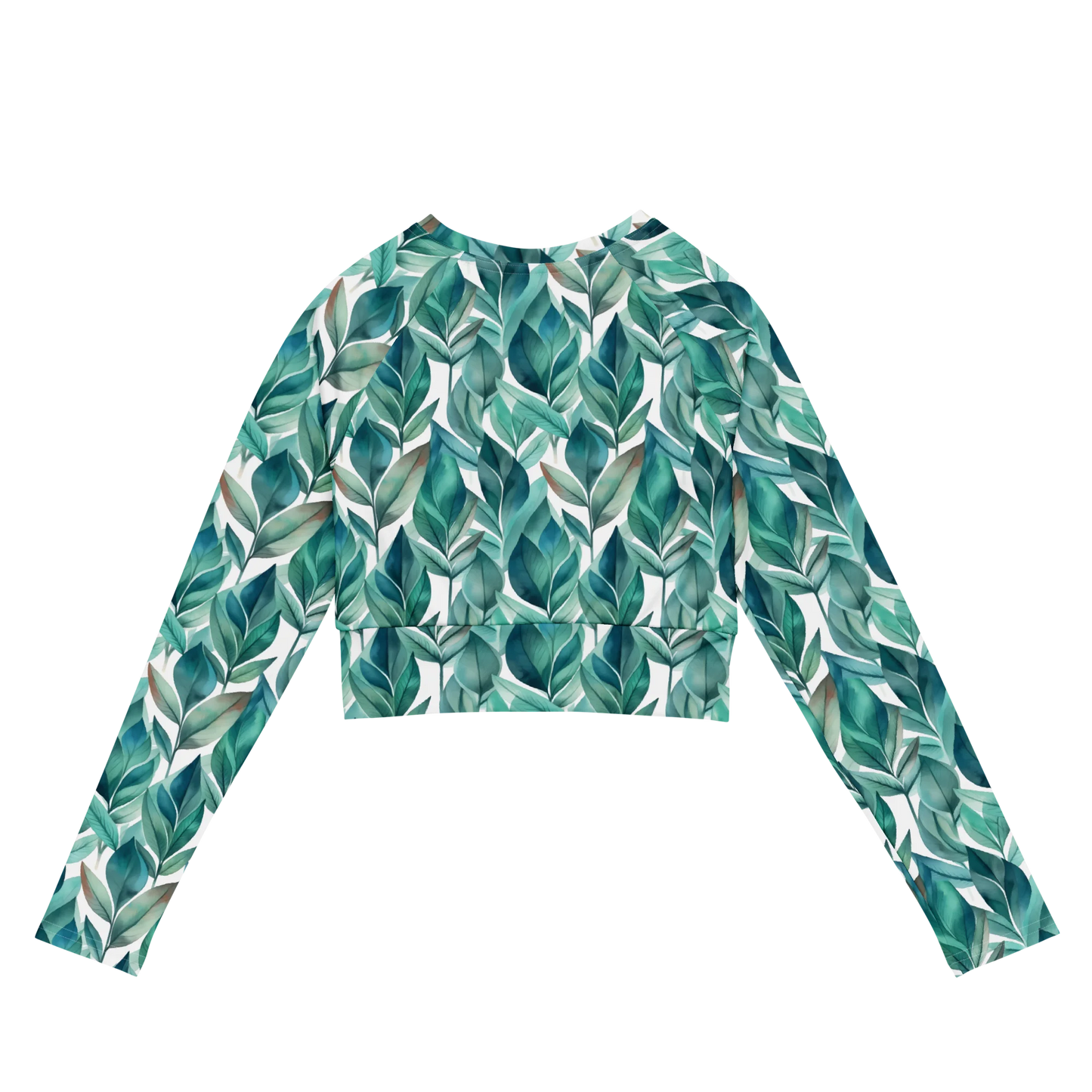Leafy Chic Recycled Long-sleeve Crop Top