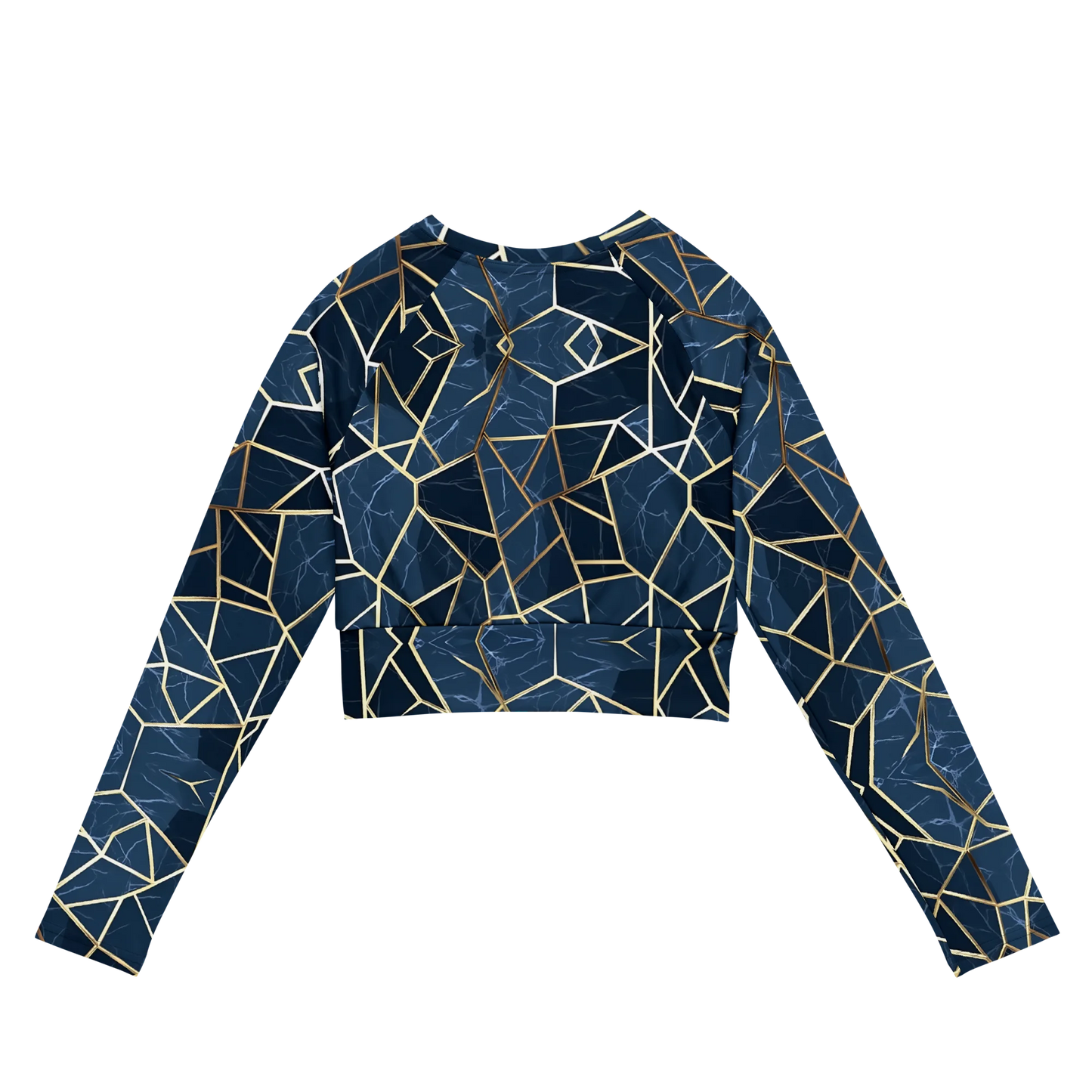 Blue Geometric Nordic Sky Recycled Long-sleeve Crop Top