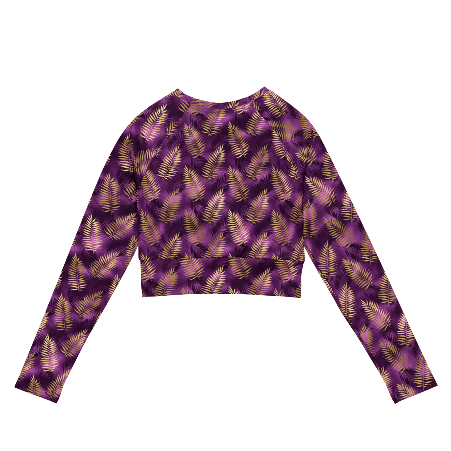 Violet & Gold Tropical Magic Recycled Long-sleeve Crop Top
