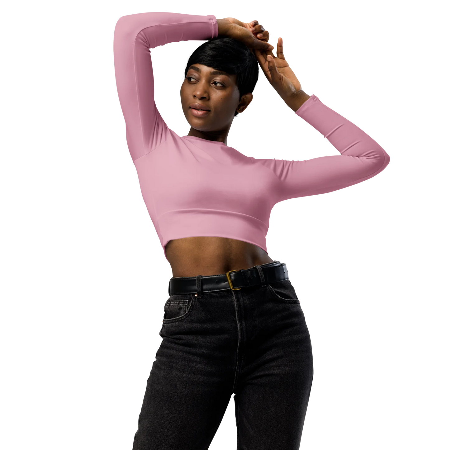 Soft Pink Basic Recycled Long-sleeve Crop Top