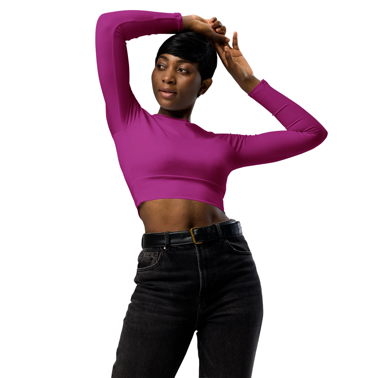 Blooming Violet Basic Recycled Long-sleeve Crop Top