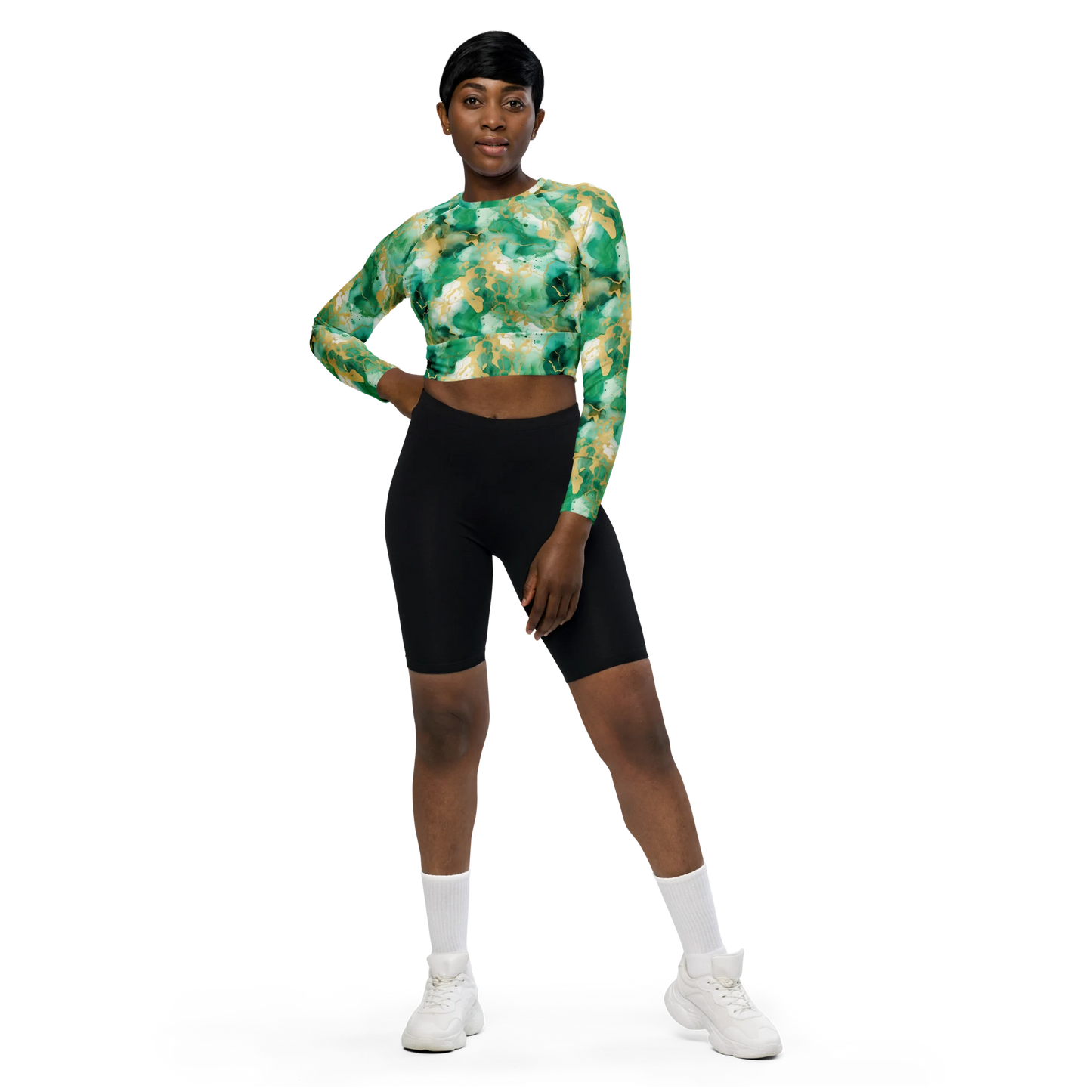 Simplicity in Green Recycled Long-sleeve Crop Top