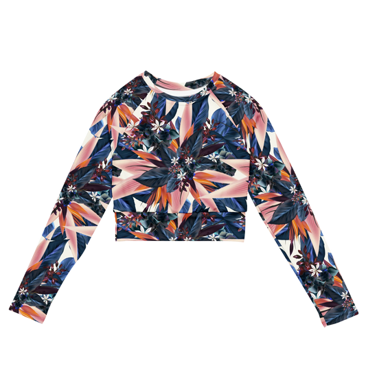 Tropical Beauty Recycled Long-sleeve Crop Top