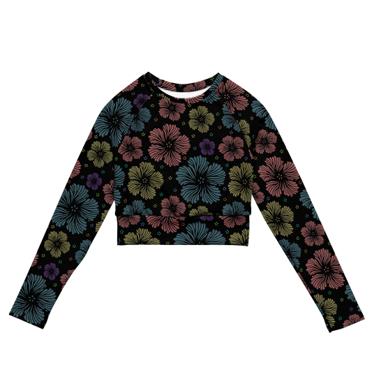 Clean Floral Vibes Recycled Long-sleeve Crop Top