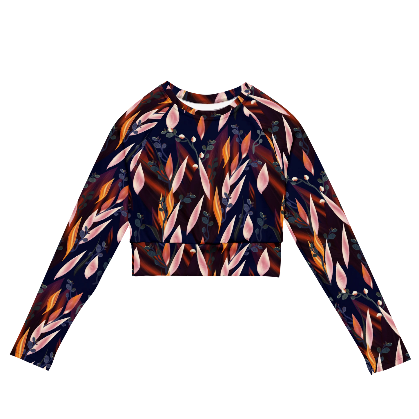 Tropical Paradise Recycled Long-sleeve Crop Top