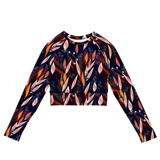 Tropical Paradise Recycled Long-sleeve Crop Top