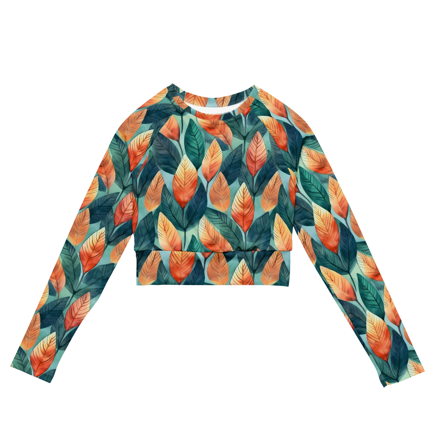 Leafy Minimalism Recycled Long-sleeve Crop Top