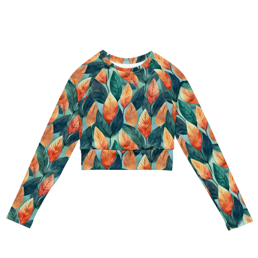 Leafy Minimalism Recycled Long-sleeve Crop Top