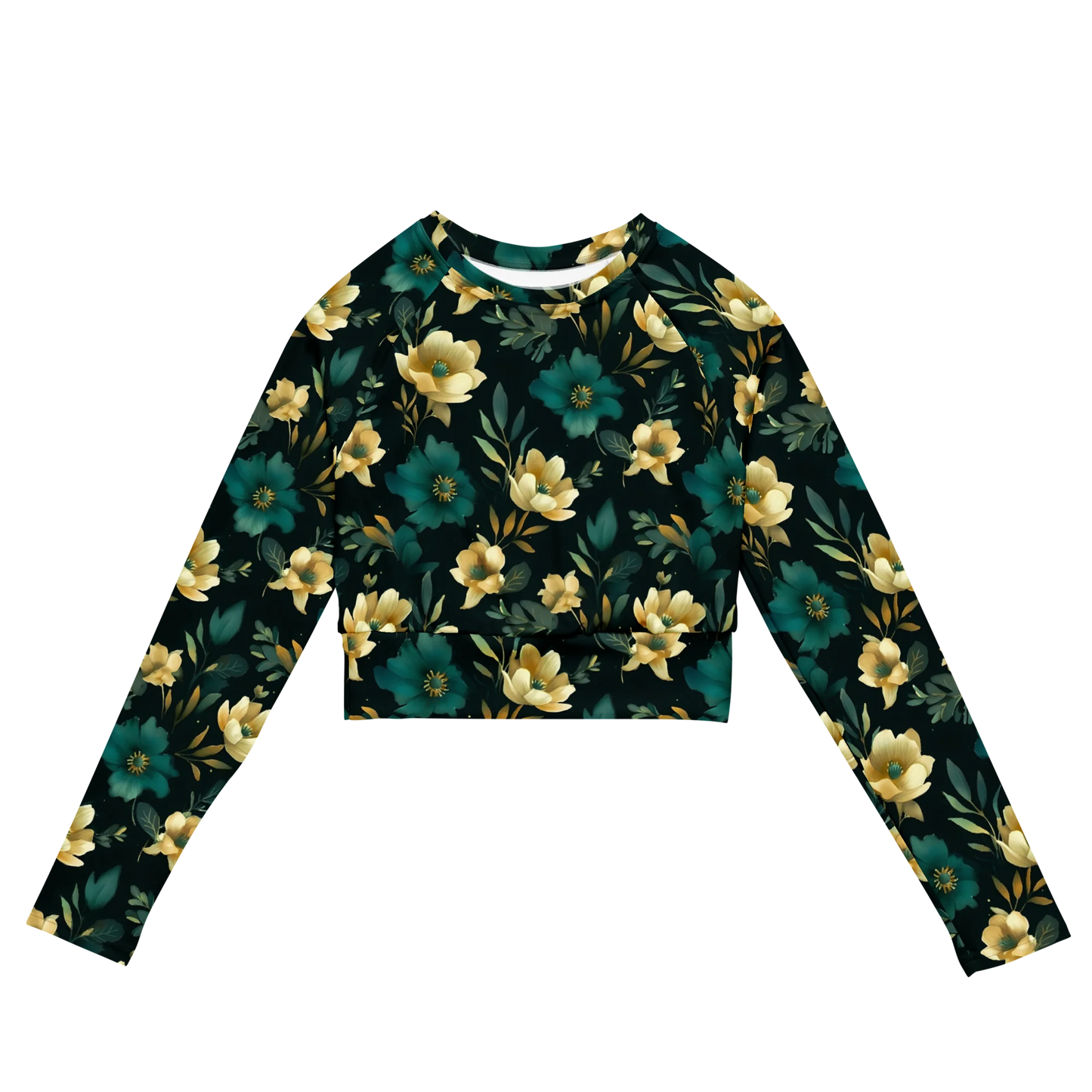 Minimalist Blooms Recycled Long-sleeve Crop Top
