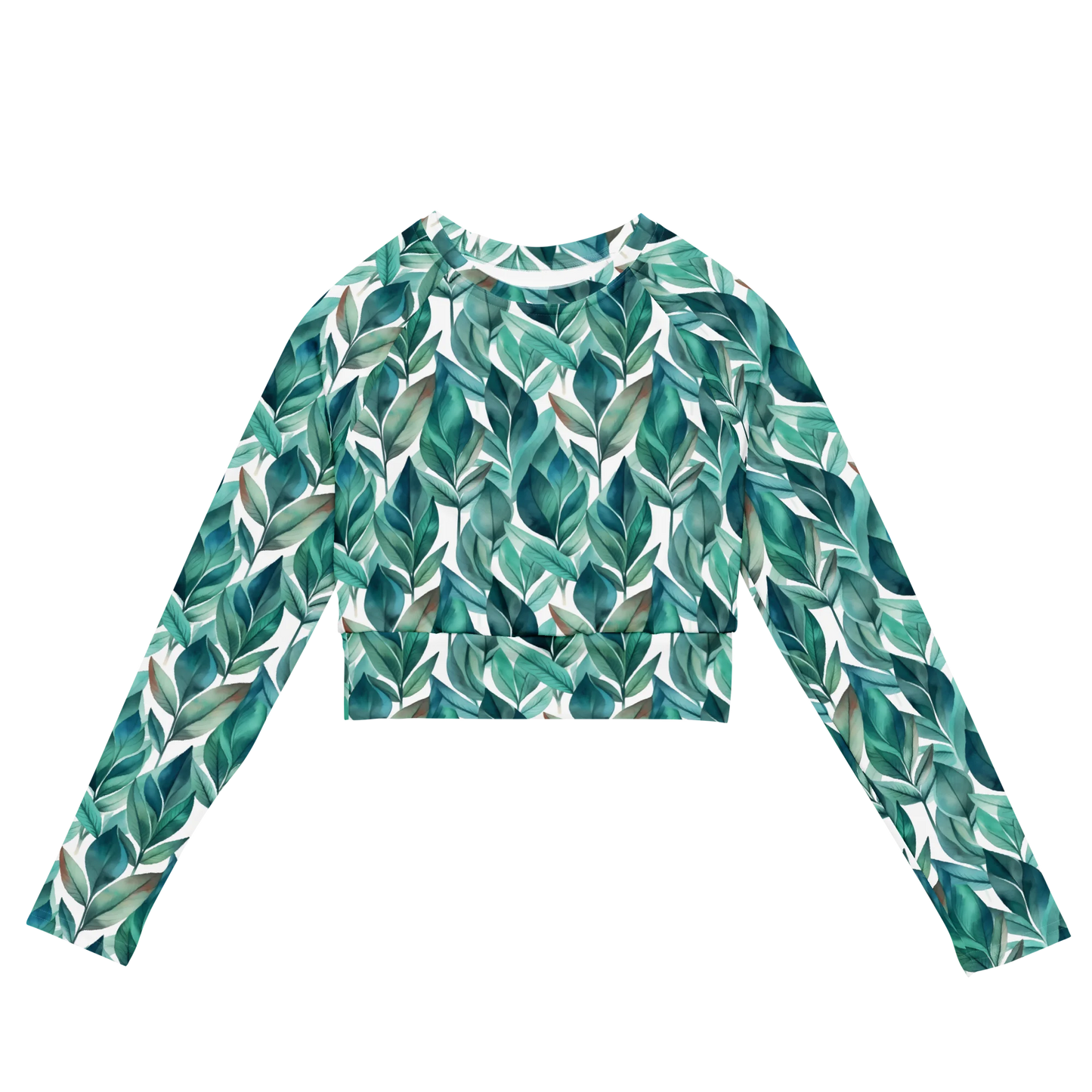 Leafy Chic Recycled Long-sleeve Crop Top