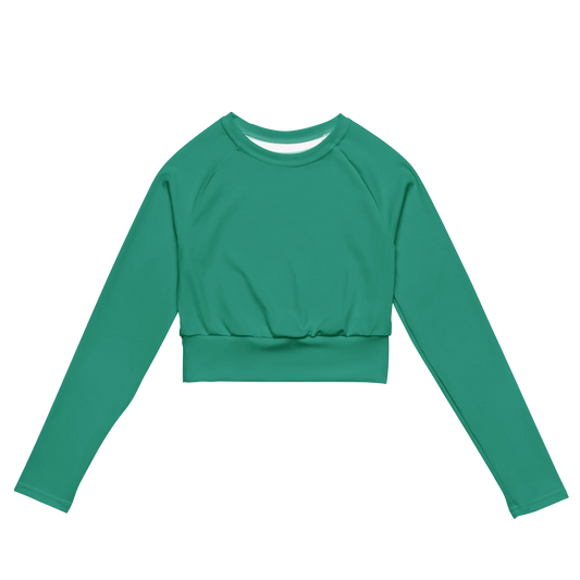 Marine Green Basic Recycled Long-sleeve Crop Top