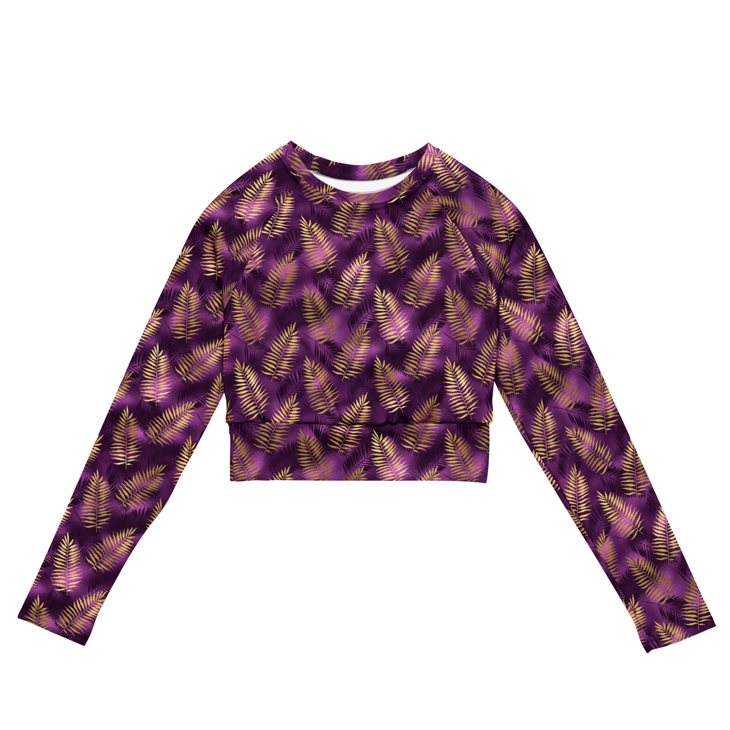 Violet & Gold Tropical Magic Recycled Long-sleeve Crop Top