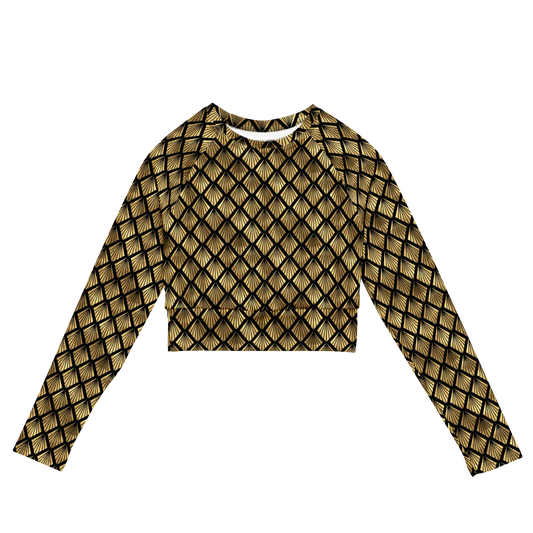 Pineapple Art Deco Fantasy Recycled Long-sleeve Crop Top