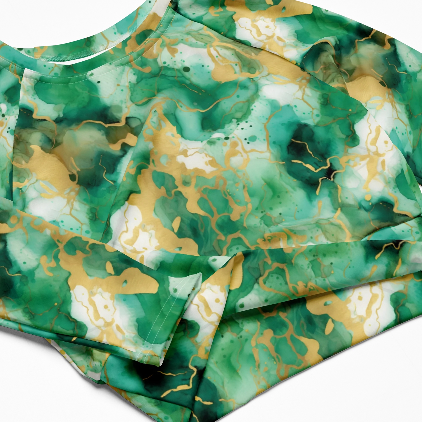 Simplicity in Green Recycled Long-sleeve Crop Top