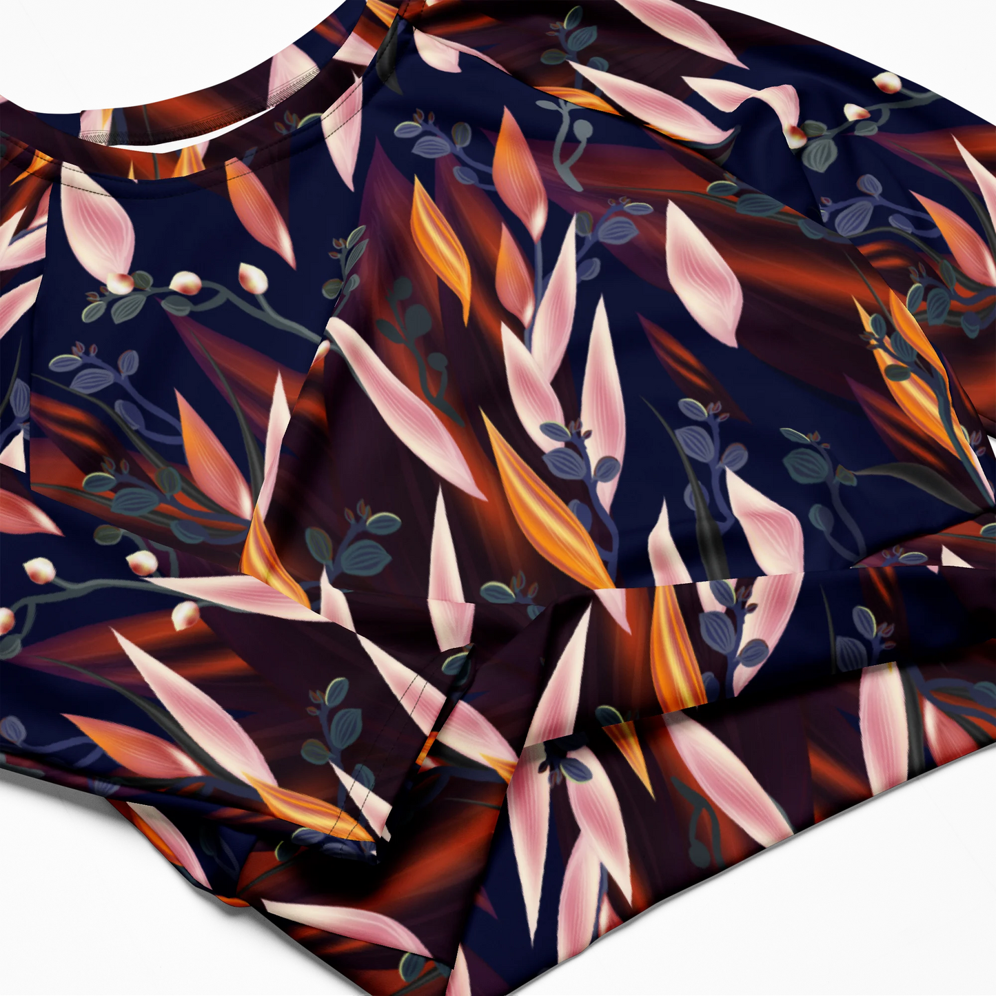 Tropical Paradise Recycled Long-sleeve Crop Top