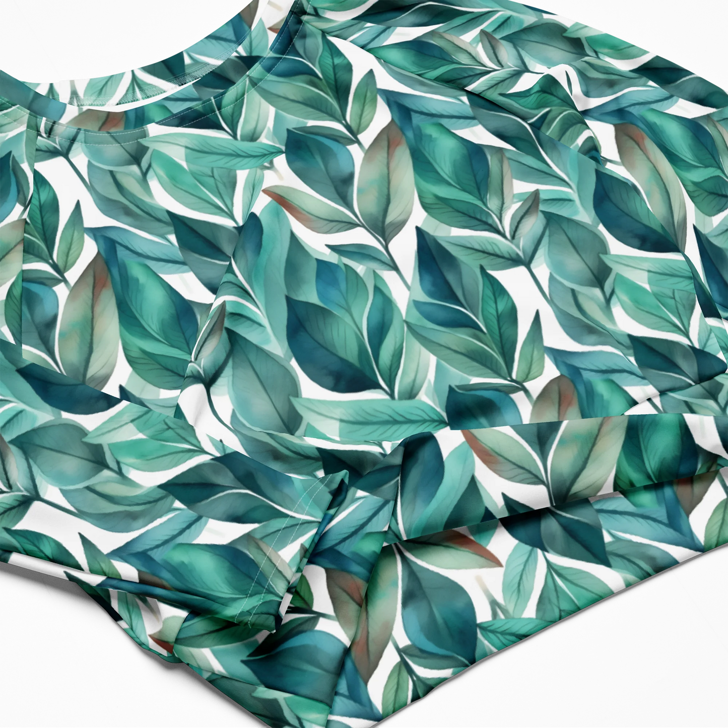 Leafy Chic Recycled Long-sleeve Crop Top