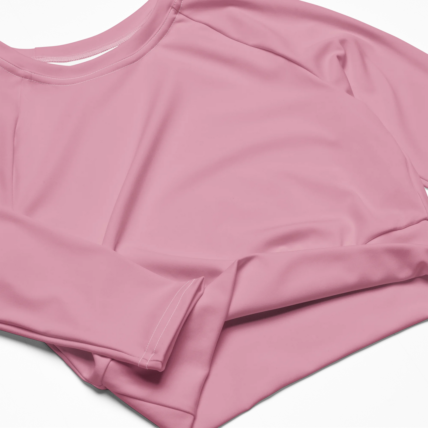 Soft Pink Basic Recycled Long-sleeve Crop Top