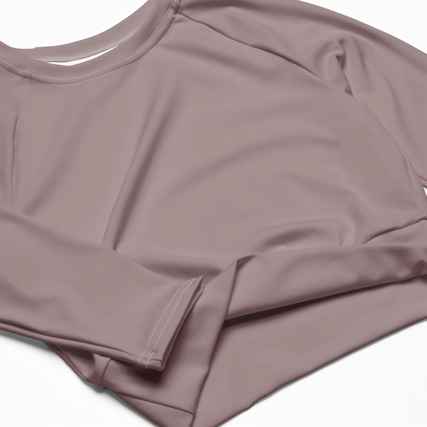 Pinkish Gray Basic Recycled Long-sleeve Crop Top