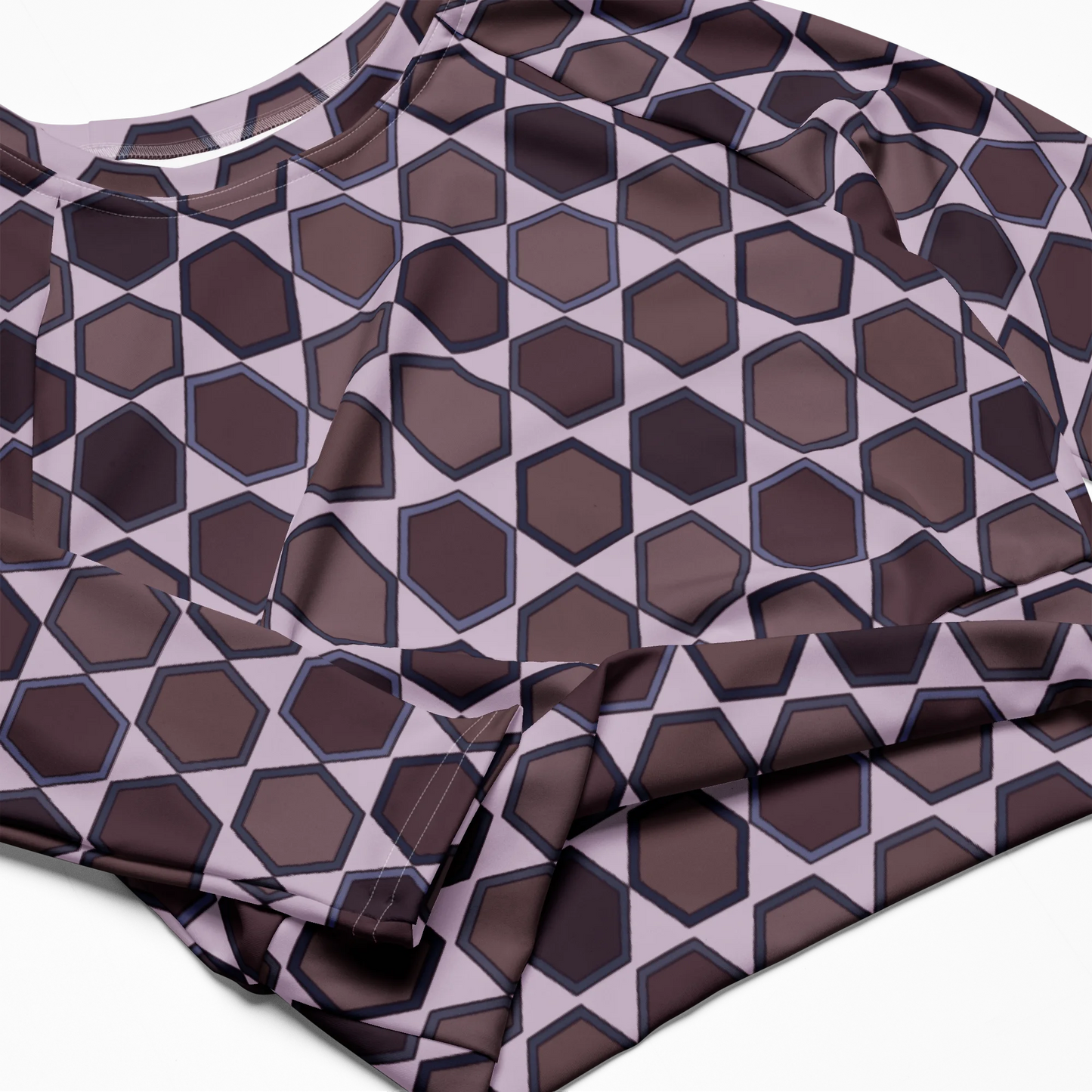 Wine Honeycombs Abstraction Recycled Long-sleeve Crop Top