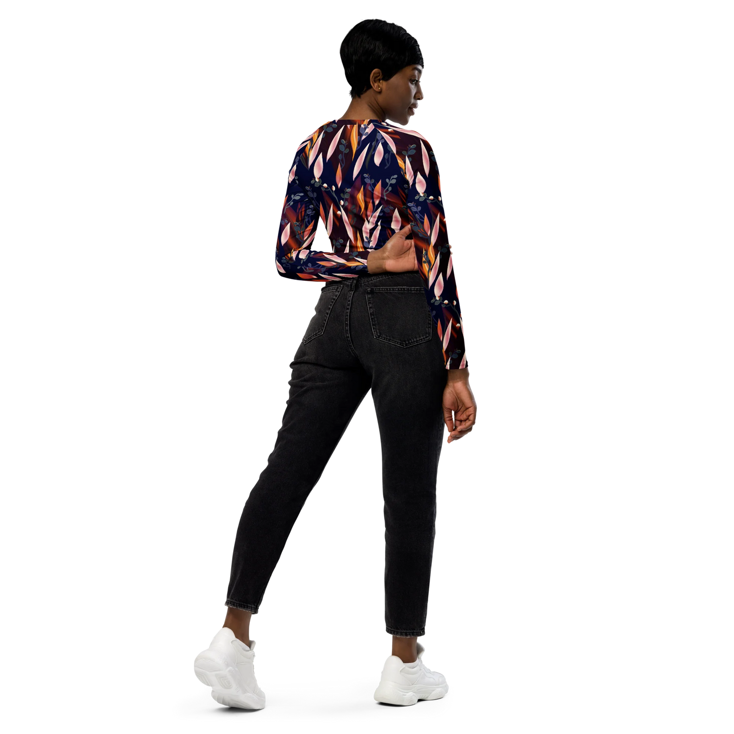 Tropical Paradise Recycled Long-sleeve Crop Top