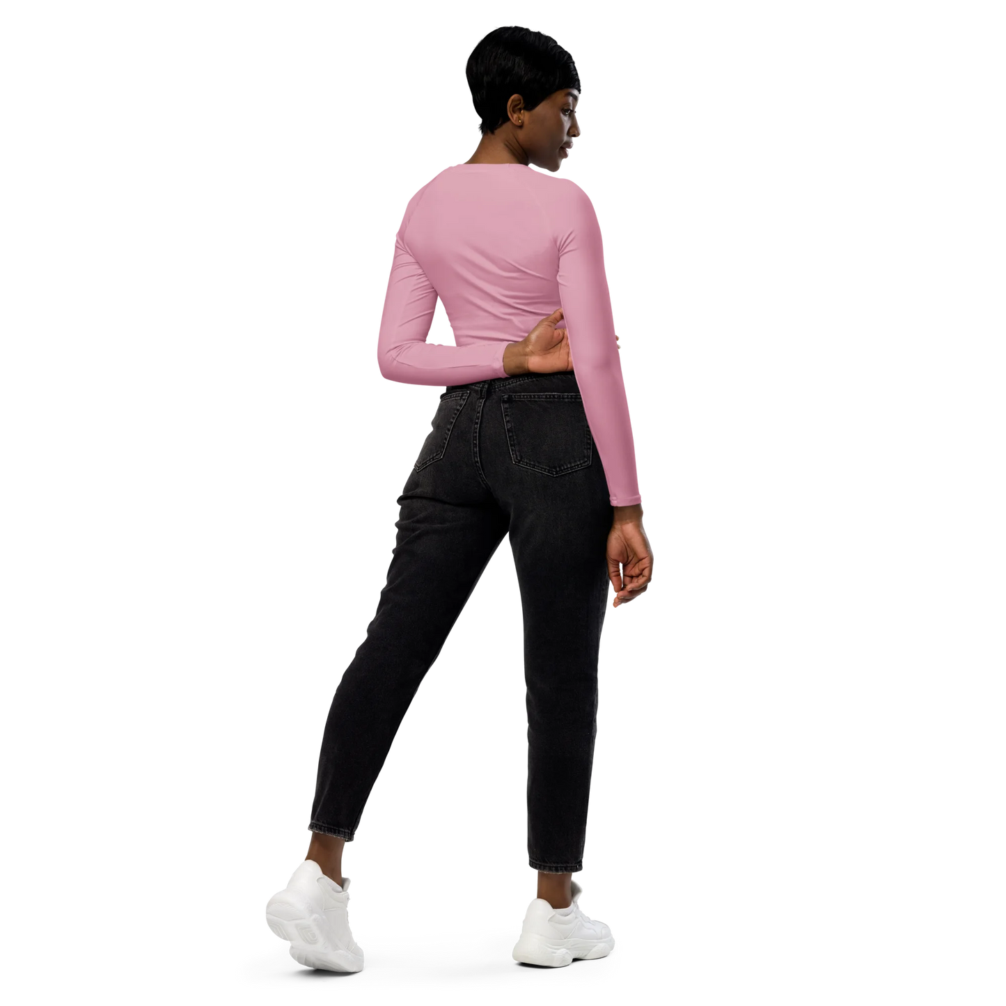 Soft Pink Basic Recycled Long-sleeve Crop Top