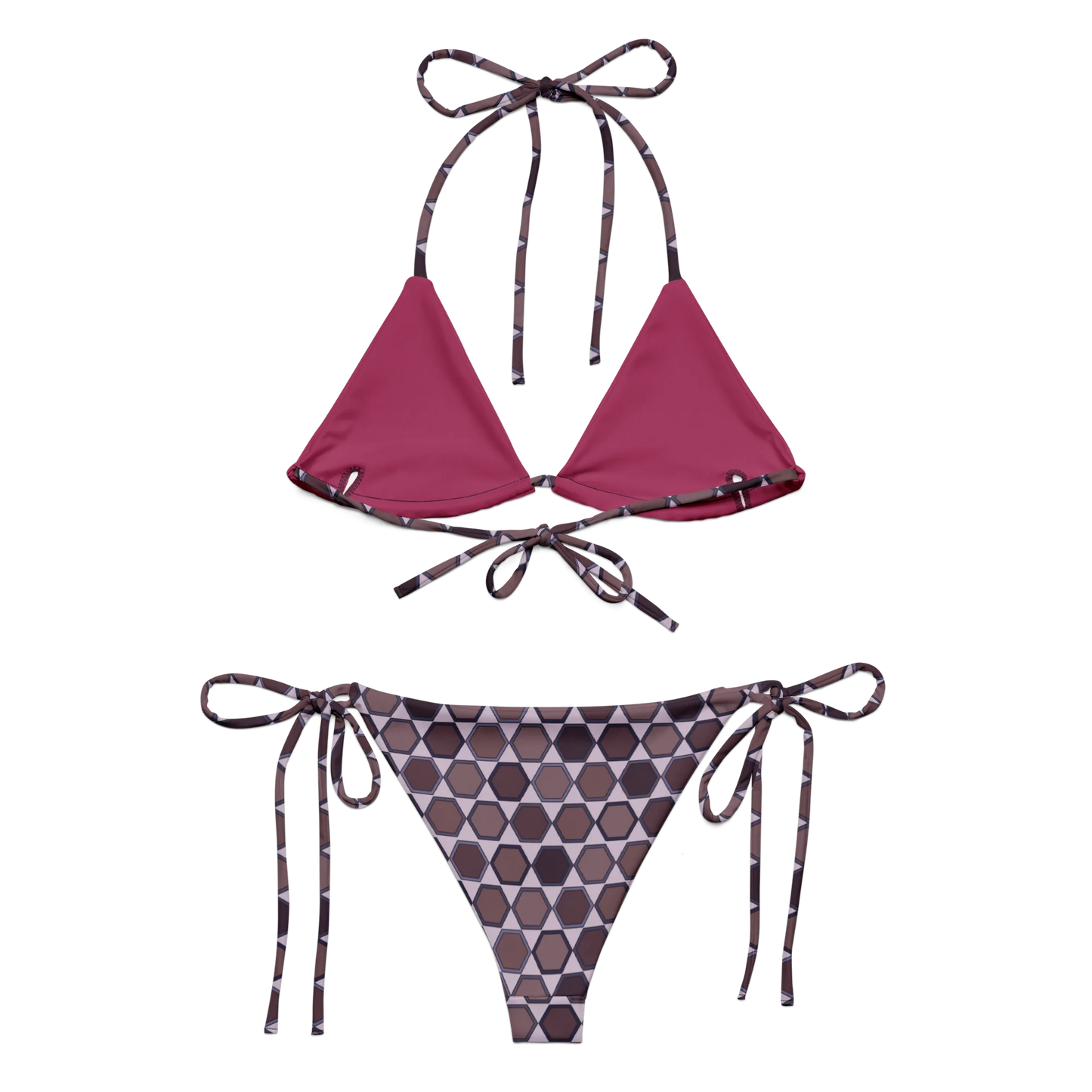 Wine Honeycombs Abstraction Recycled String Bikini