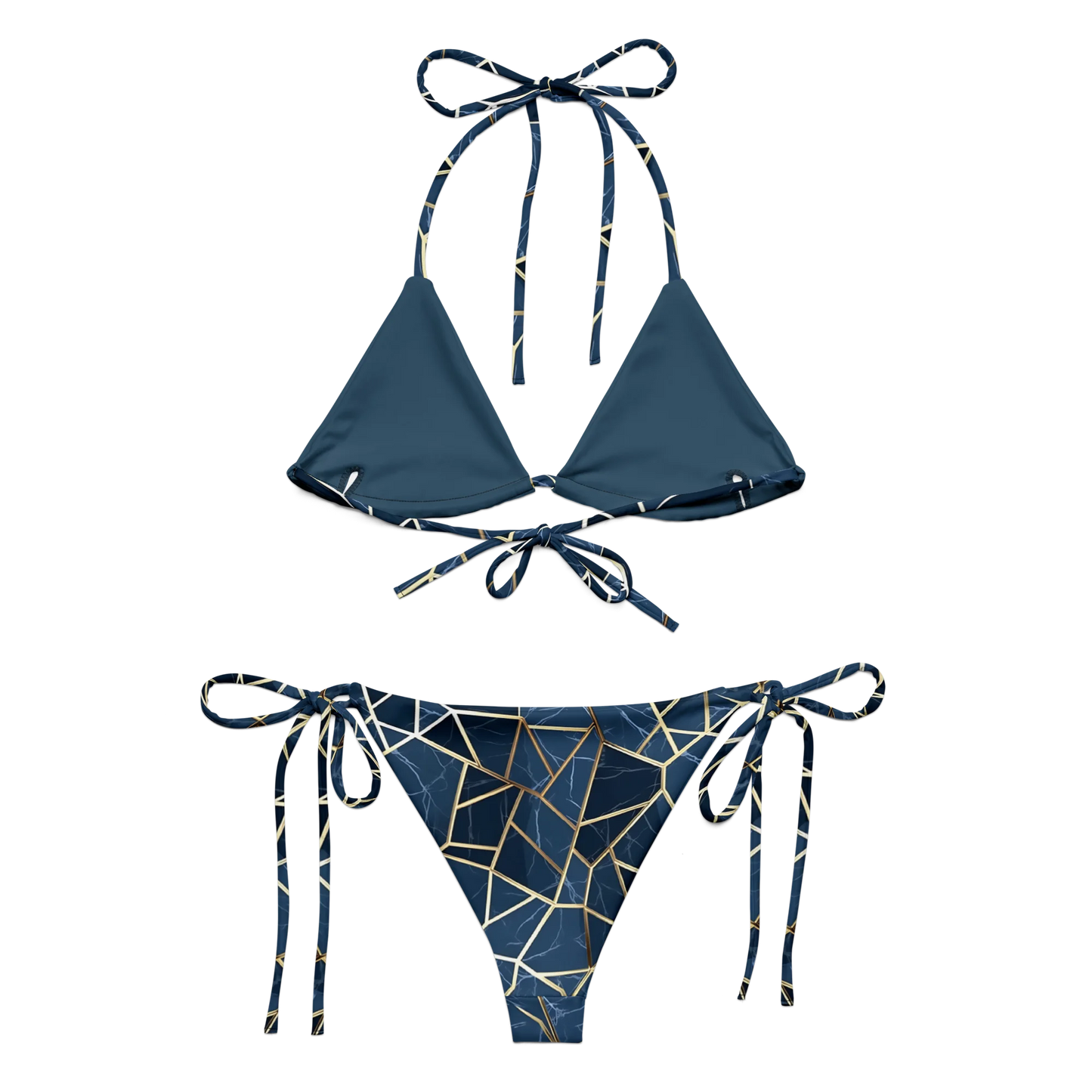 Blue Geometric Nordic Sky Recycled String Bikini