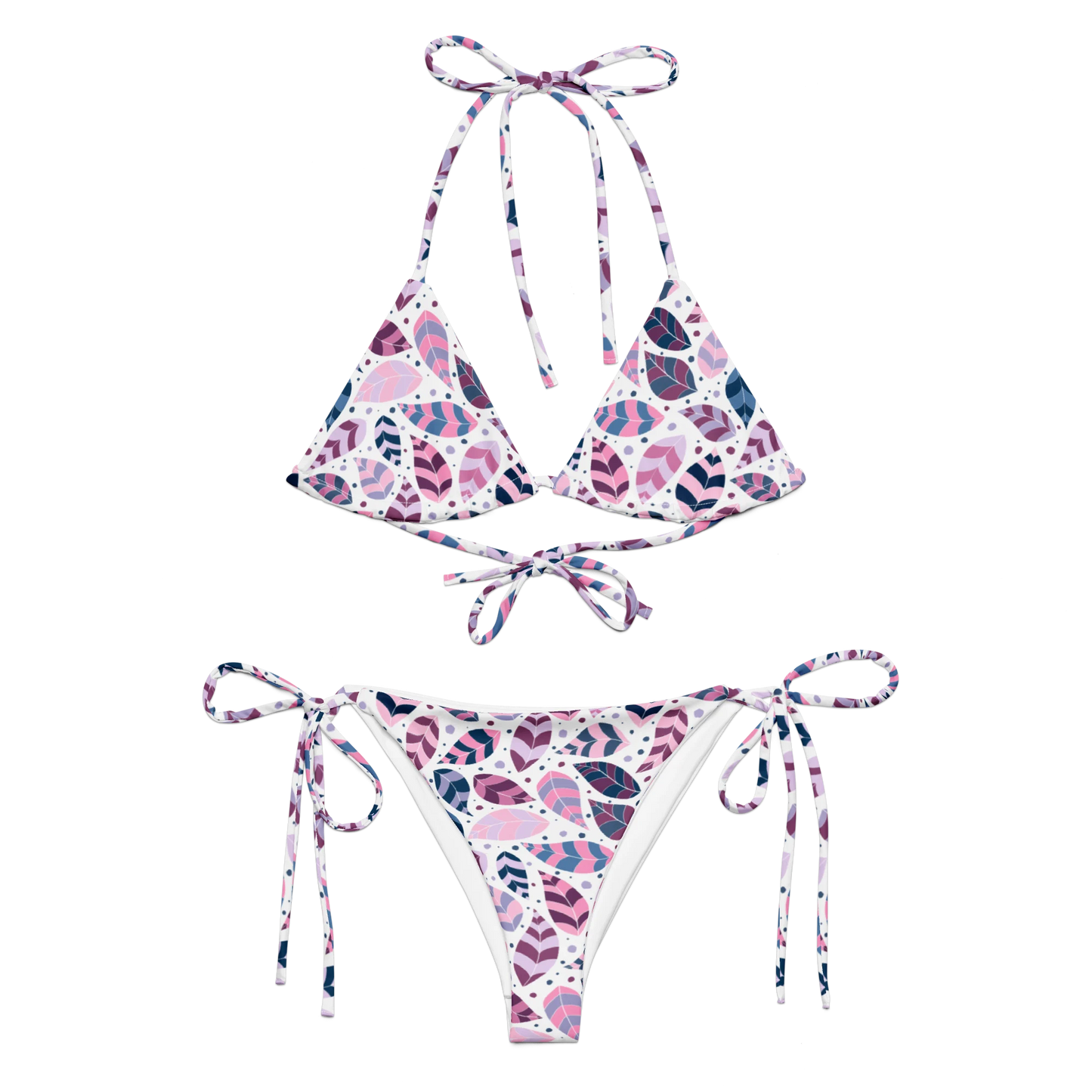Pink Leafy Ornament Recycled Bikini