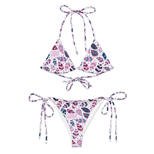 Pink Leafy Ornament Recycled Bikini