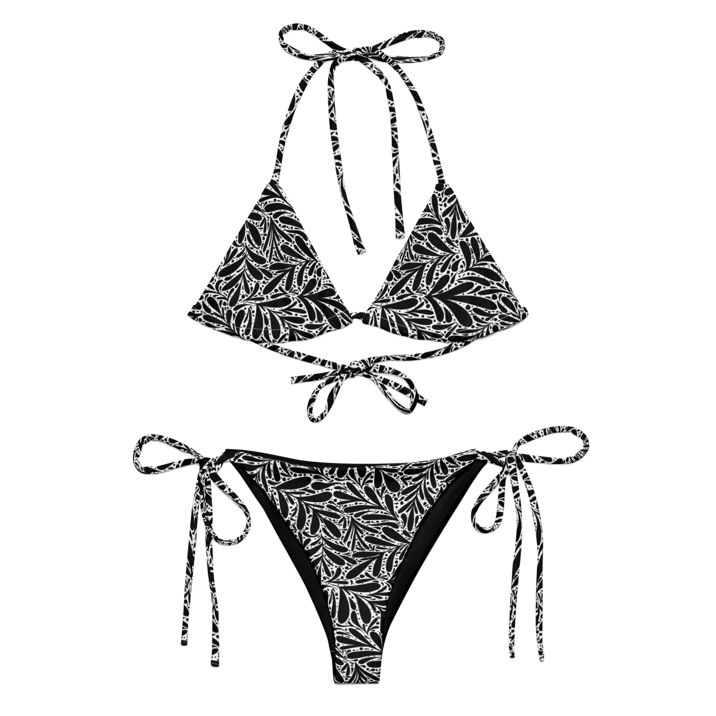 Black Leafy Luxury Recycled Bikini