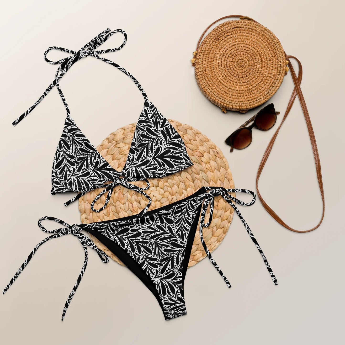 Black Leafy Luxury Recycled Bikini