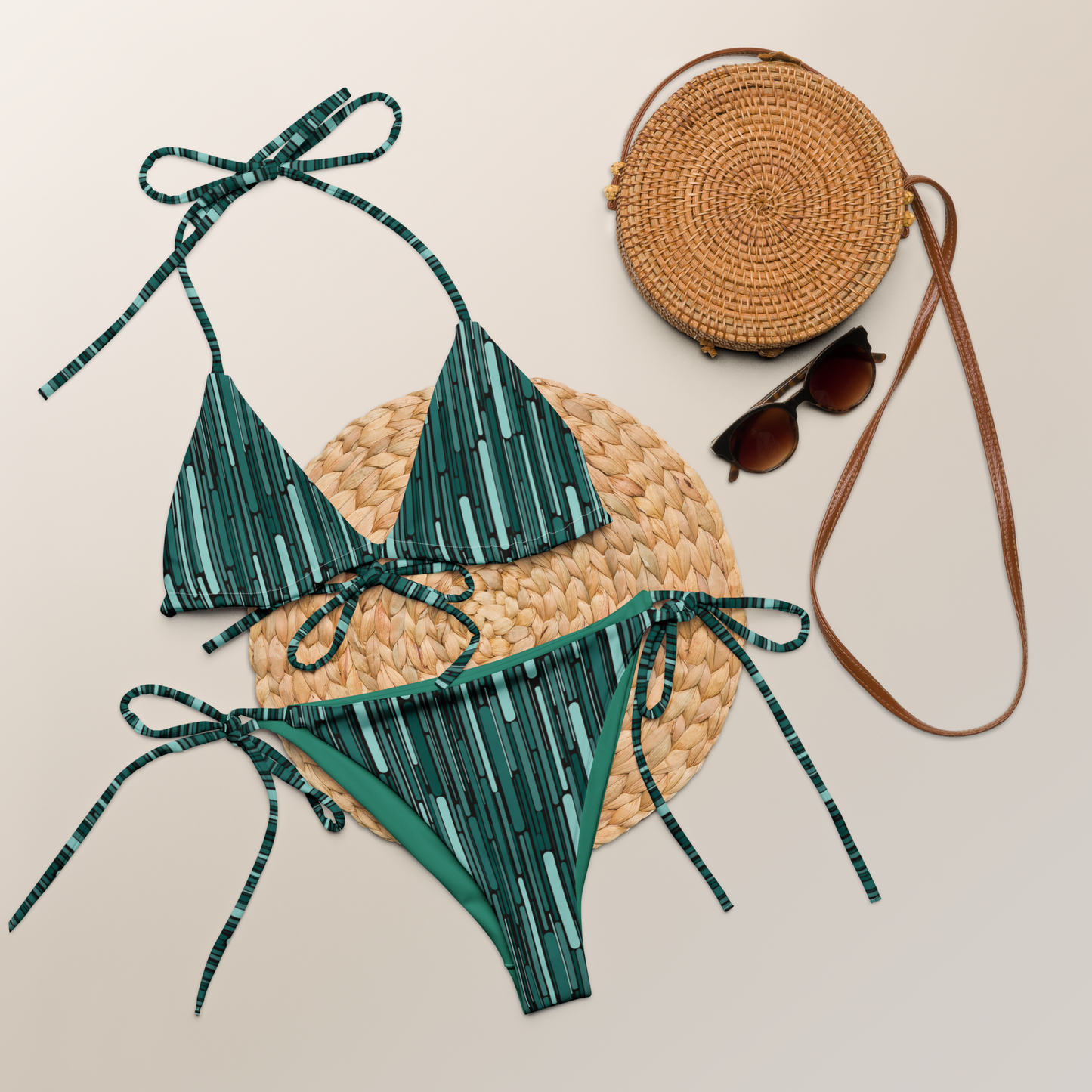 Green Rain Ornament Recycled Bikini
