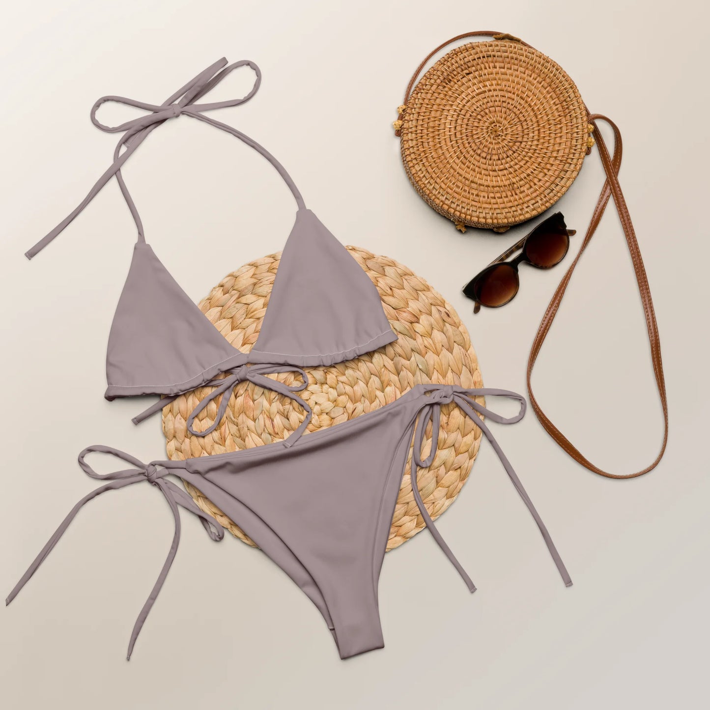 Pinkish Gray Basic Recycled String Bikini