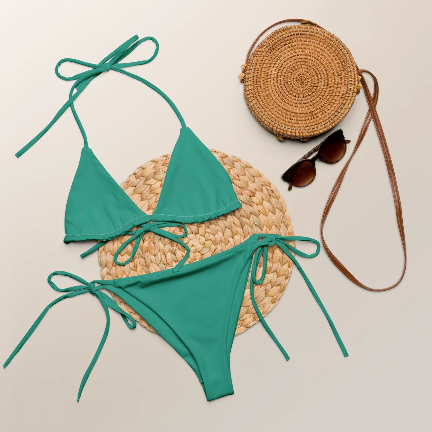 Marine Green Basic Recycled String Bikini