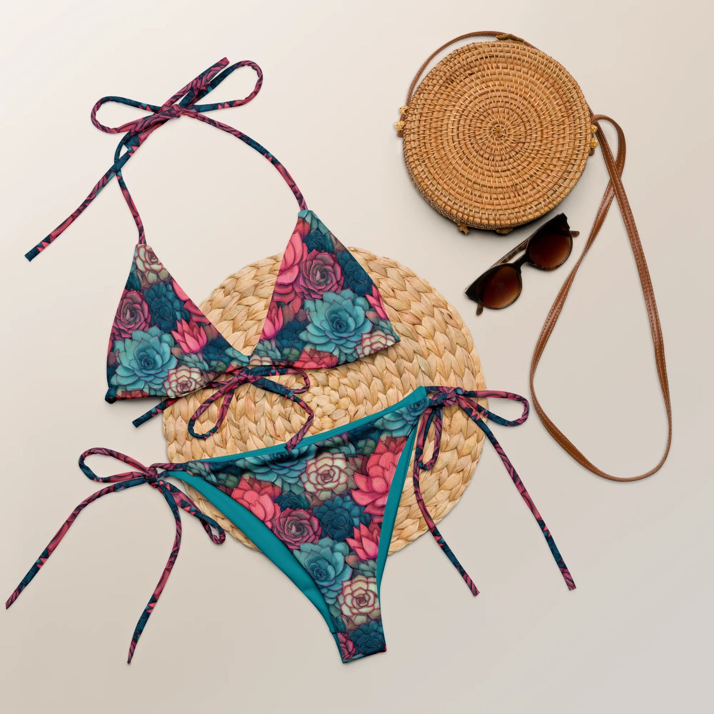 Bright Eternal Flowers Fantasy Recycled String Bikini