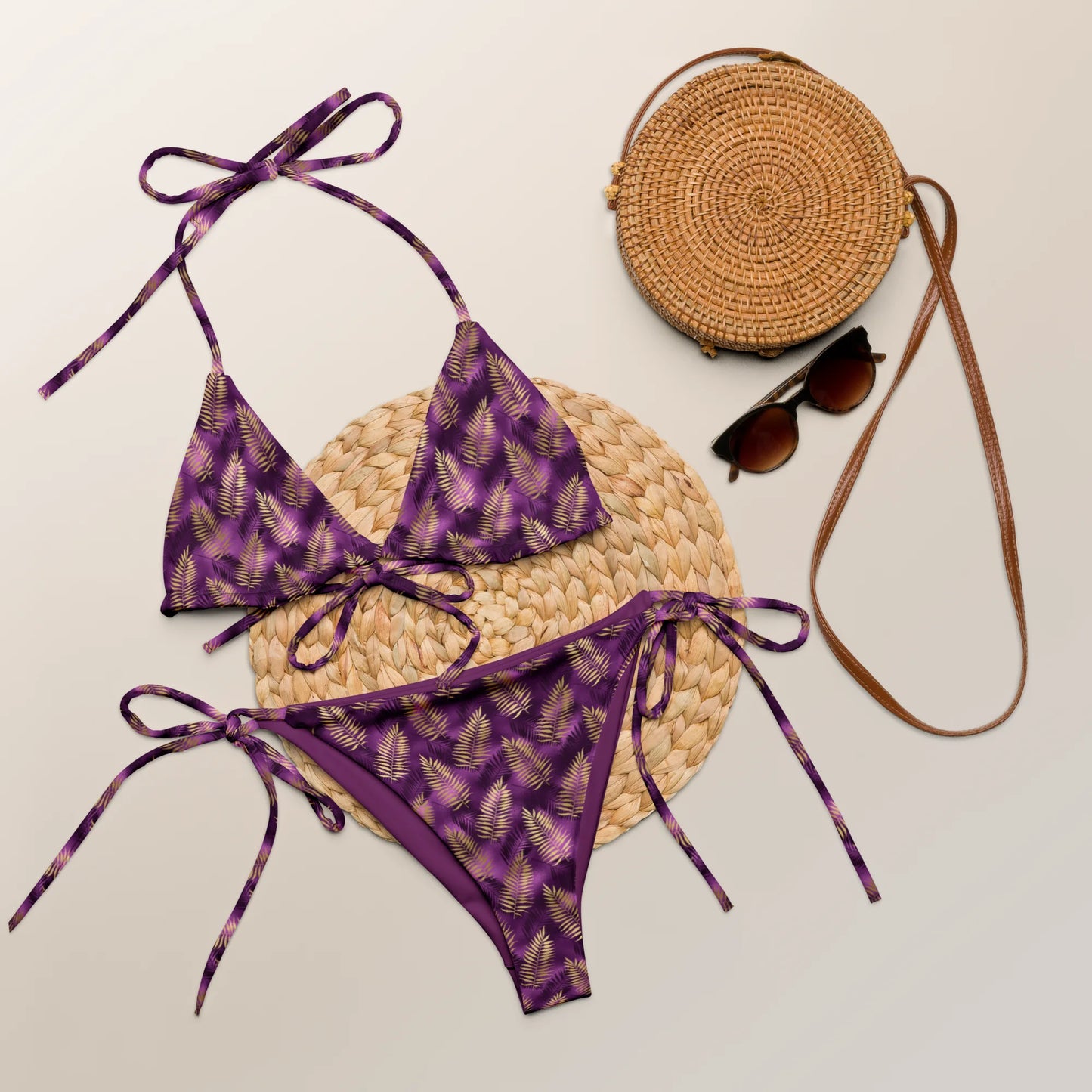 Violet & Gold Tropical Magic Recycled String Bikini